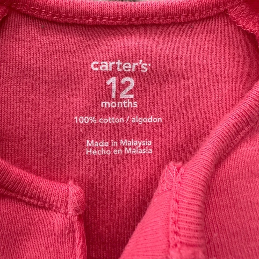 Carter’s Glitter Flower Graphic Top in Coral Pink Size 12 Months